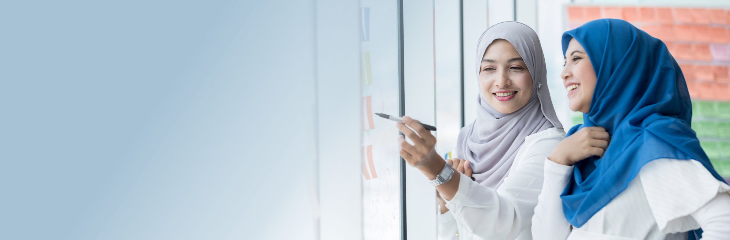Islamic Women brainstorming ideas in the office